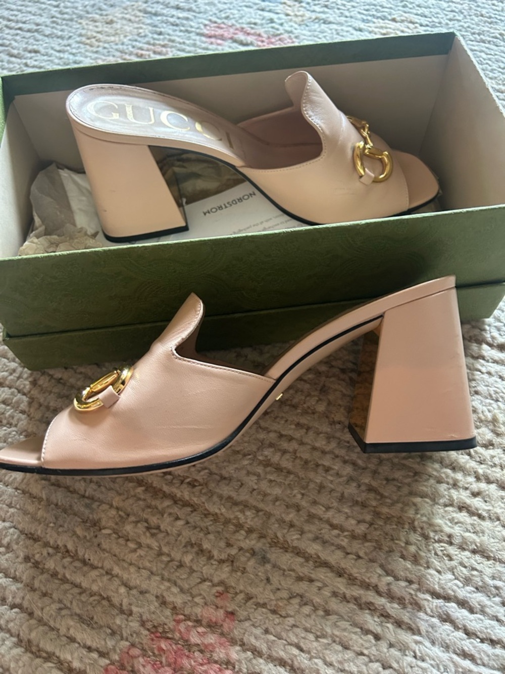 Gucci Pink Leather Platform Mules - Picture 2 of 6